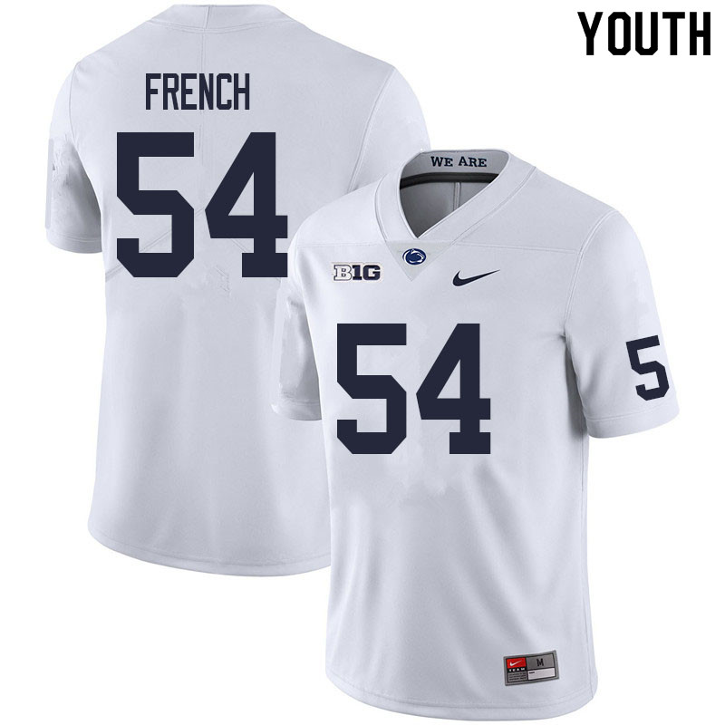 NCAA Nike Youth Penn State Nittany Lions George French #54 College Football Authentic White Stitched Jersey VKJ6898PP